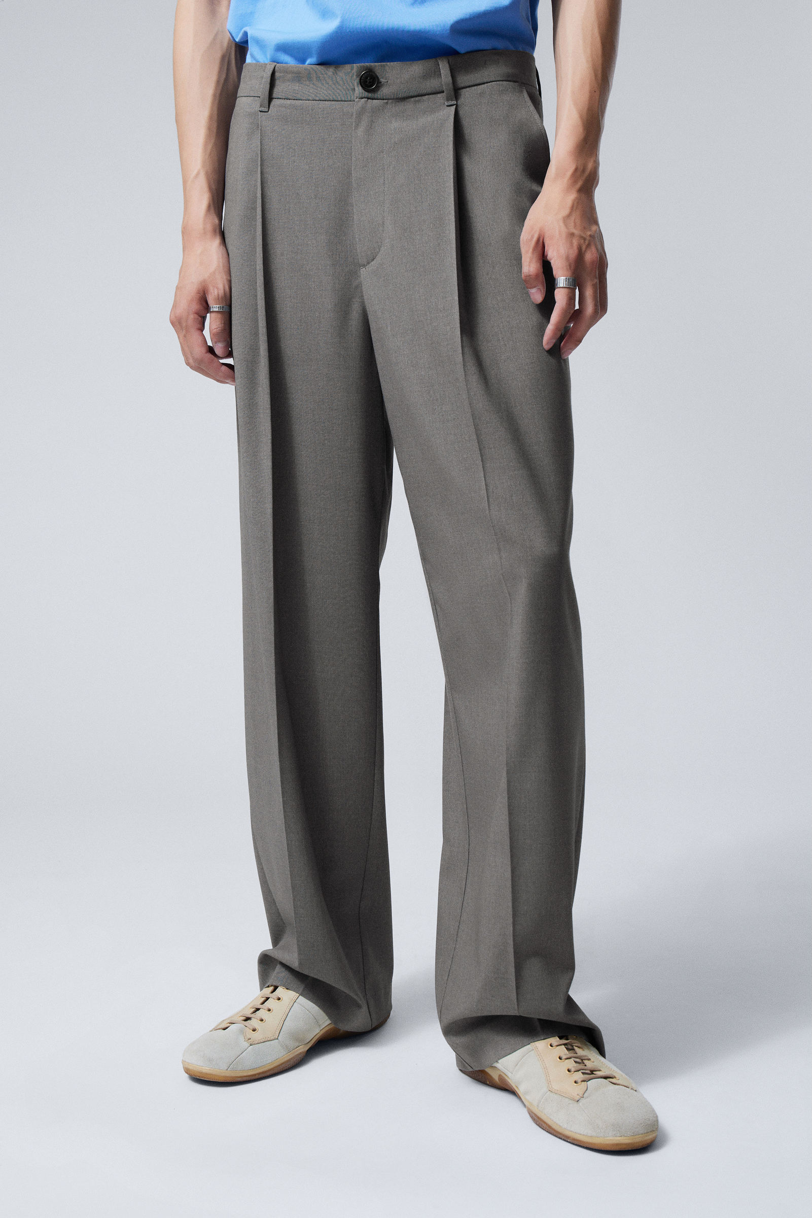 Dark Grey - Uno Loose Suit Trousers - 1