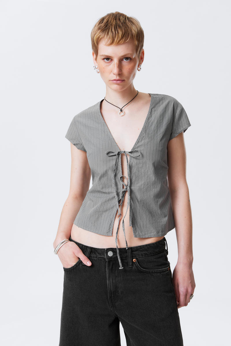 Weekday Tie-front V-neck Cotton Blouse