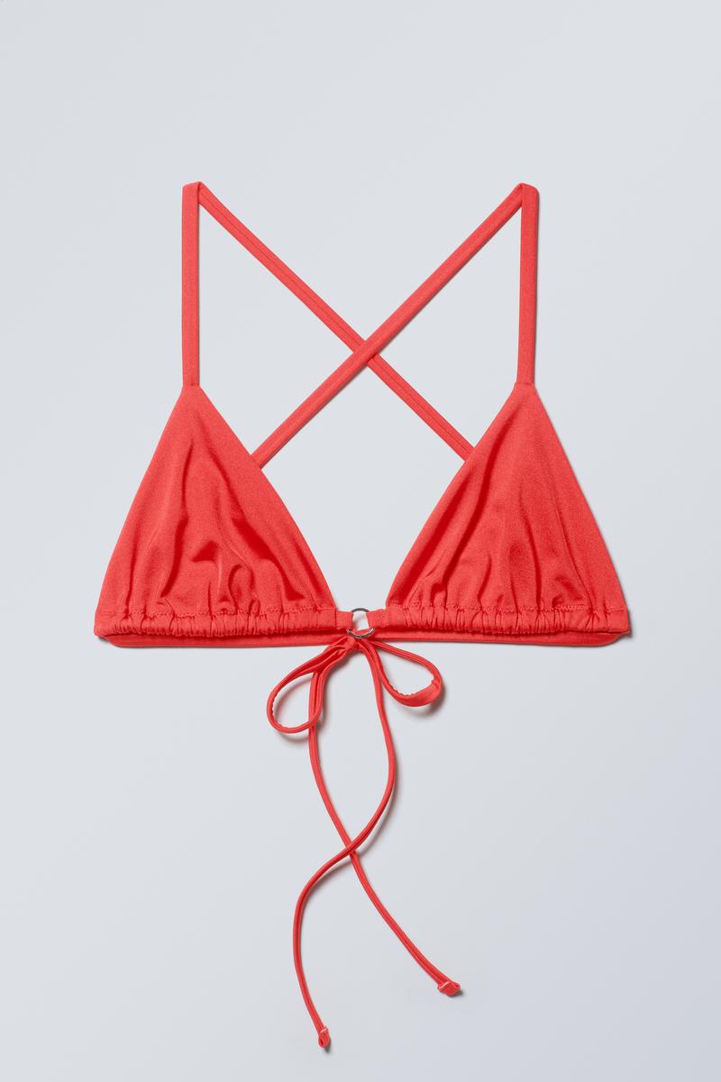 tie triangle bikini top Red Shimmer Weekday EU