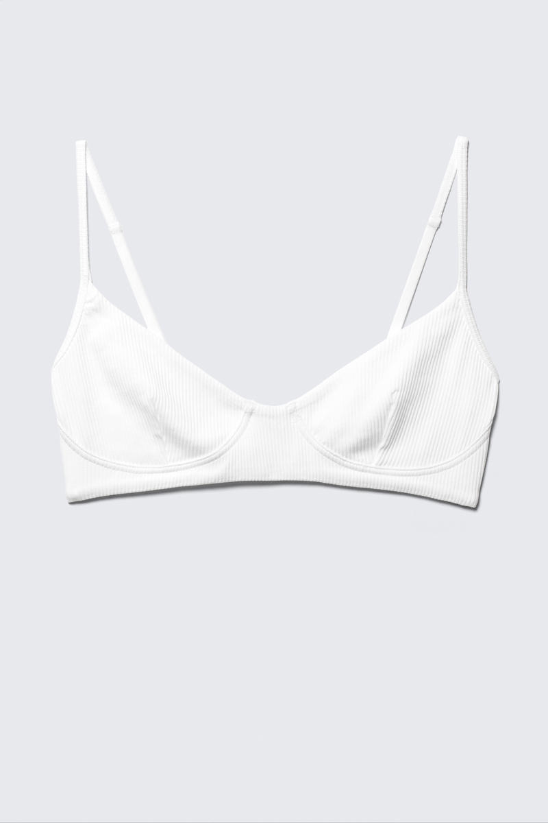 Weekday Stella Ribbed V-neck Cotton Bra