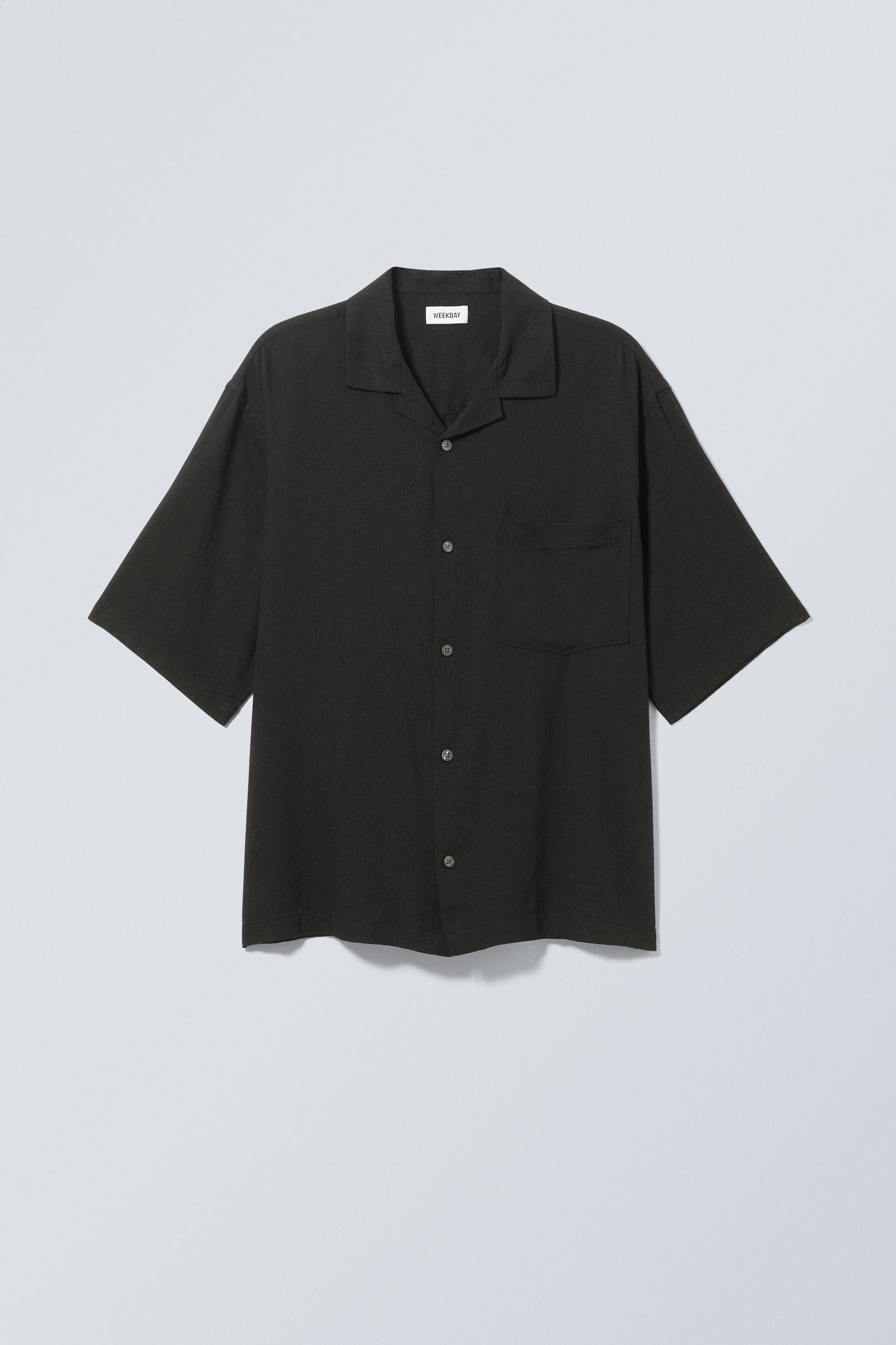 #272628 - Oversized Linen Short Sleeve Shirt - 1