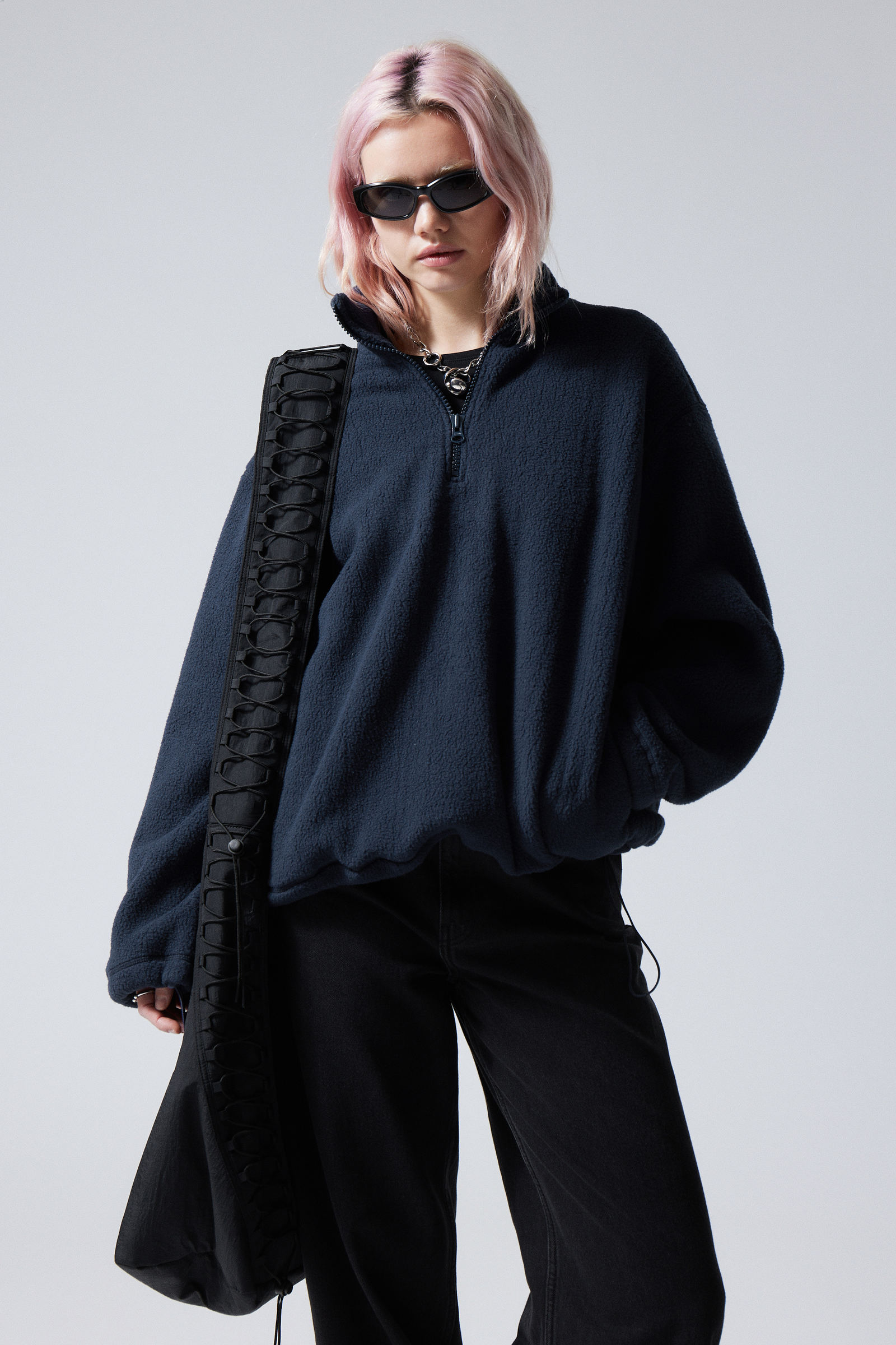 Dark Blue - Cora Oversized Fleece Sweatshirt - 4