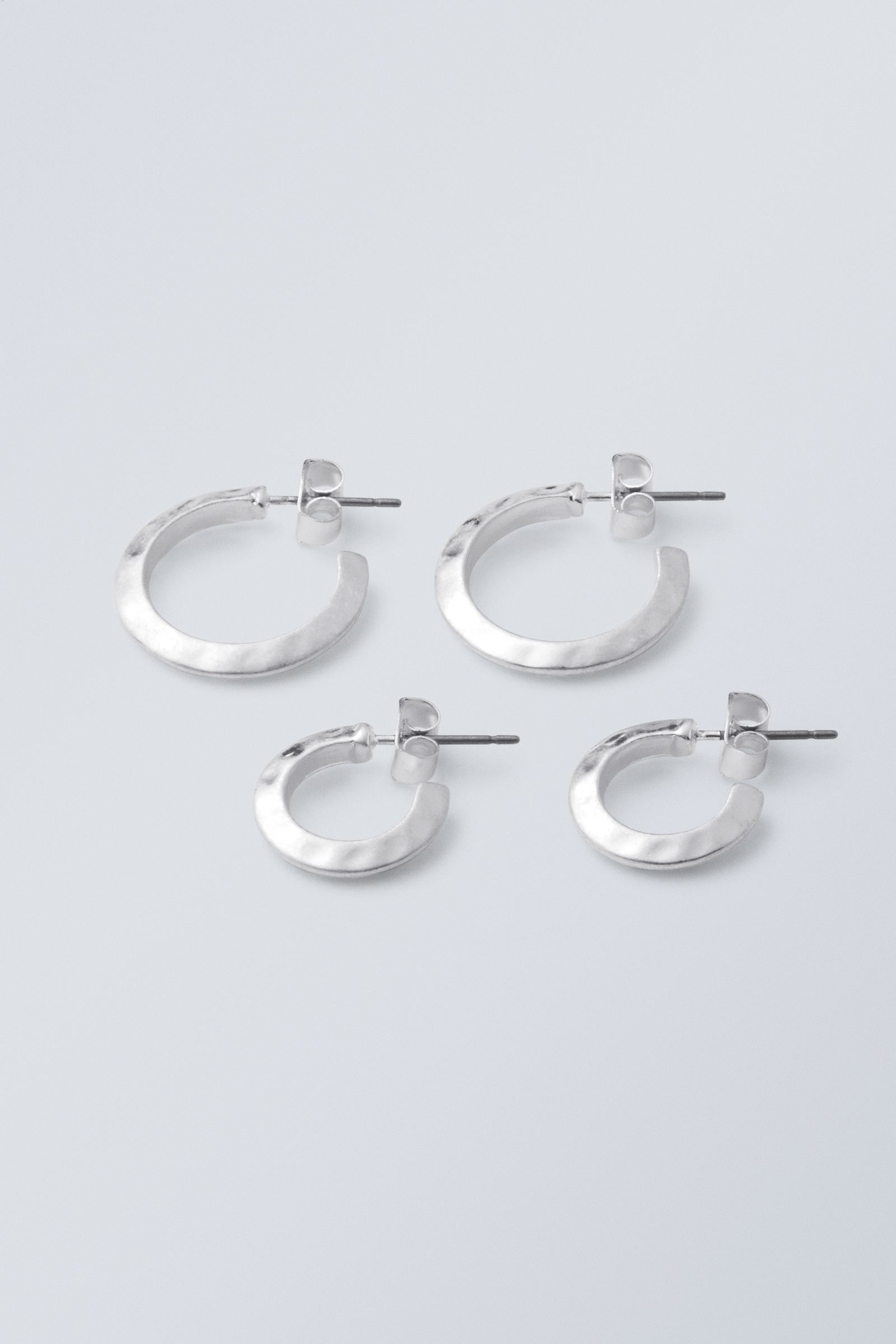 Silver - Hammered Hoops 2-Pack - 1