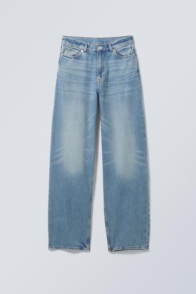 Rail Mid Rise Loose Wide Leg Jeans - Seventeen Blue - Medium Blue 