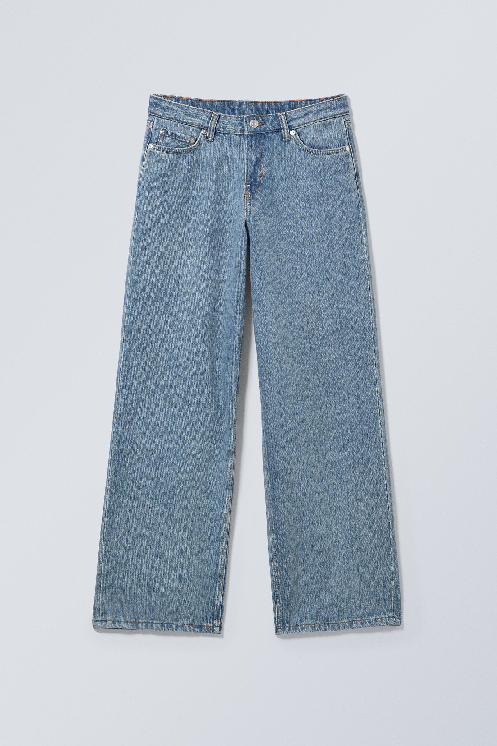 Weekday Ample low rise loose fit straigt leg jeans in novel blue