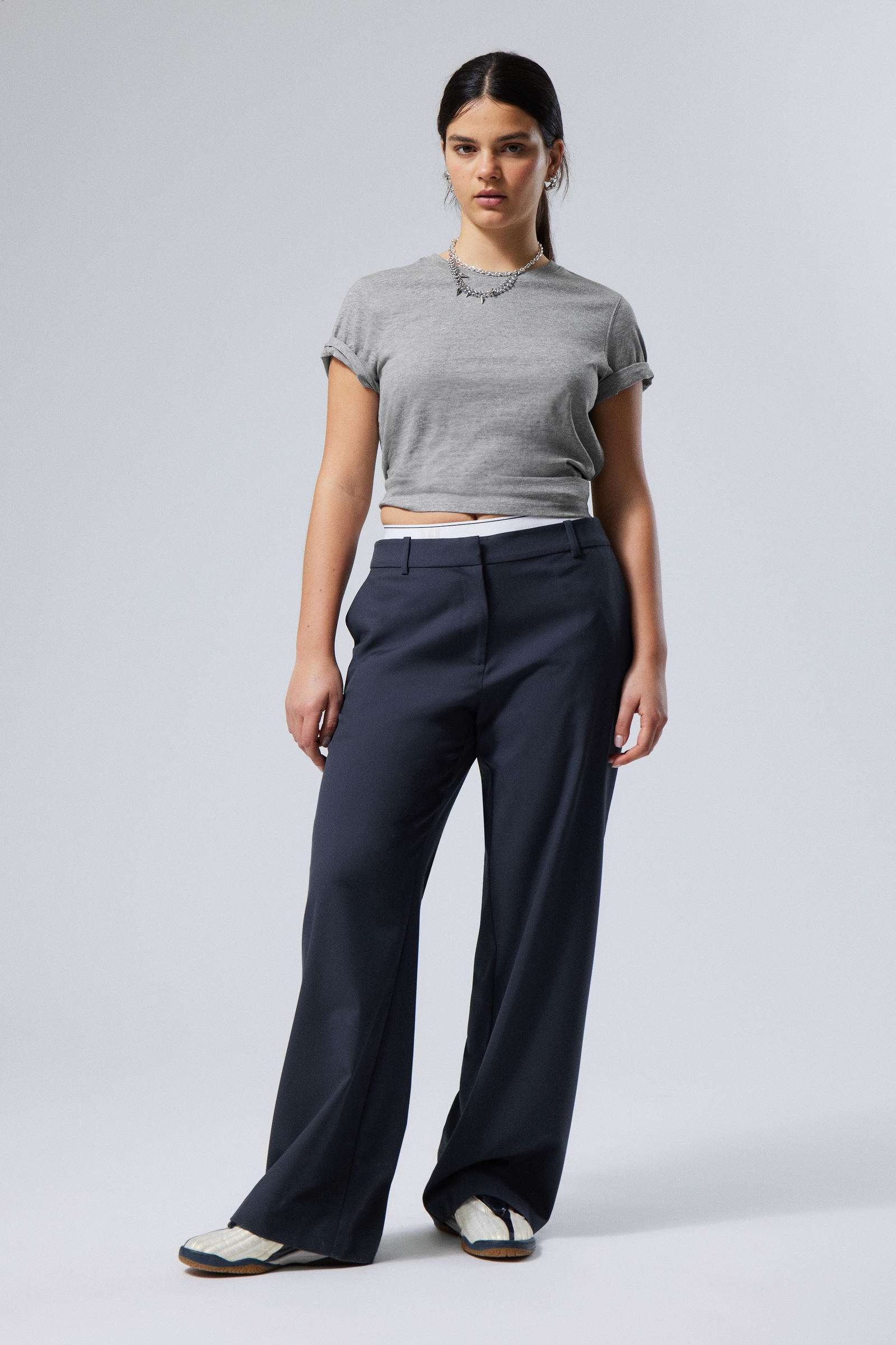 #3C414C - Emily Low Waist Suiting Trousers - 1