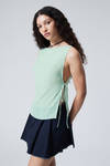 Light Dusty Turquoise - Sleeveless Boat-Neck Tie Top - 0