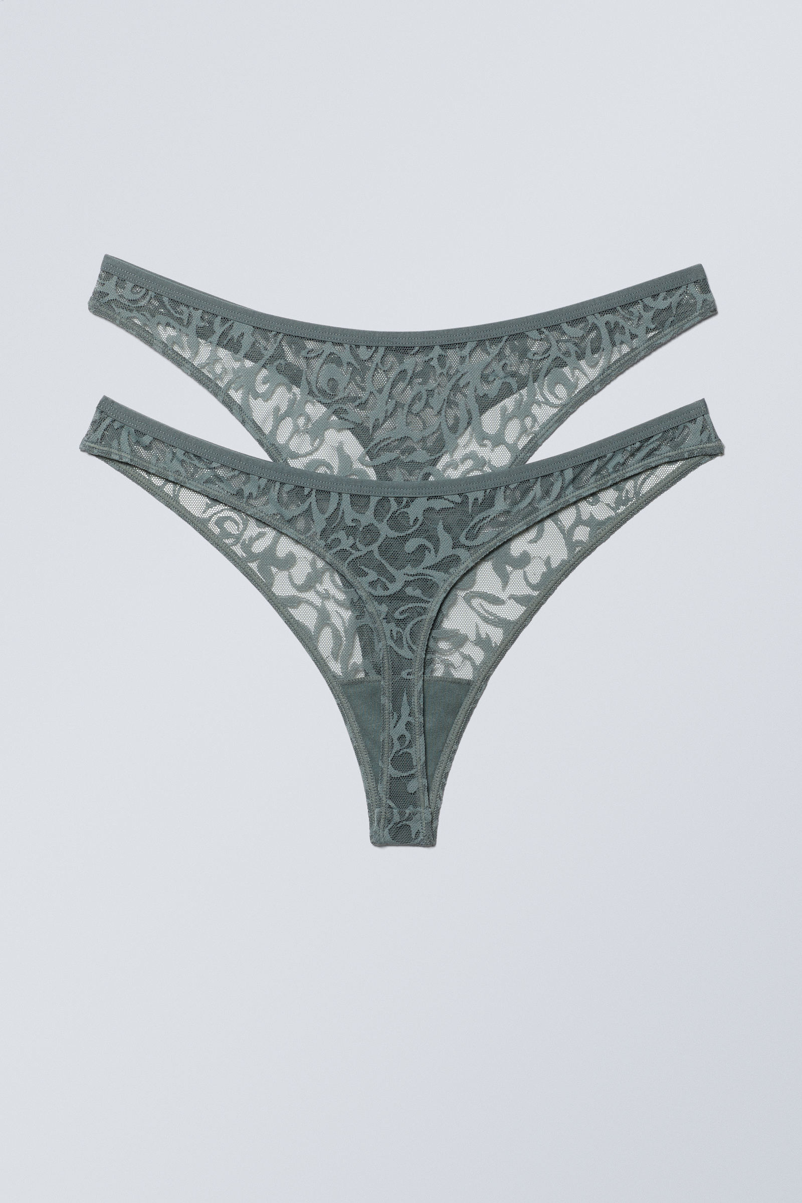 #56605F - 2pack Ash Lace Thong - 2