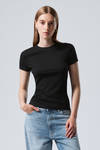 Black - Close Fitted Rib T-Shirt - 0