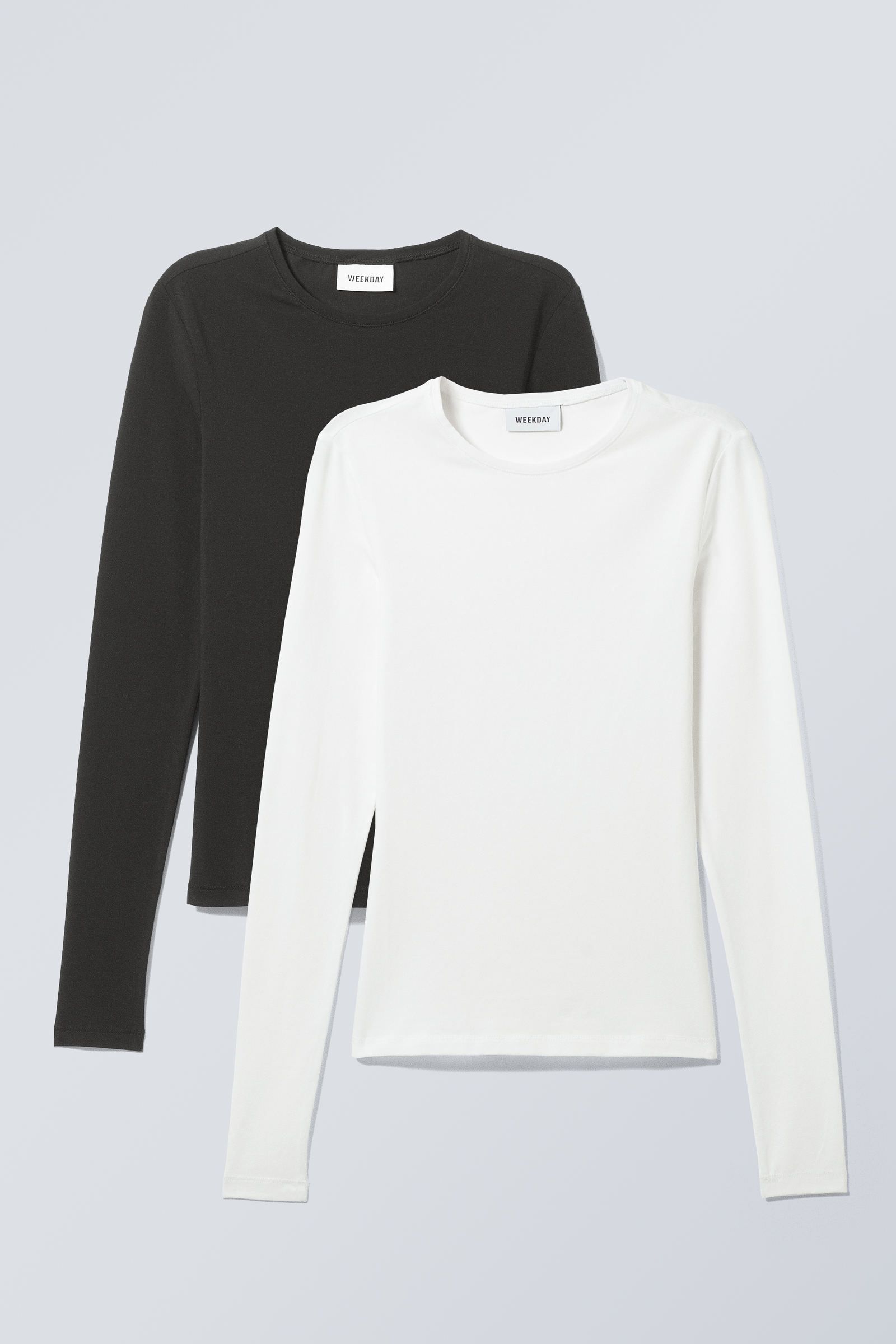 2-pack slim fitted long sleeves - Black & White
