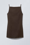 Dark Brown - Mini Suiting Dress - 0