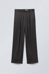 Black - Uno Loose Shiny Trousers - 1