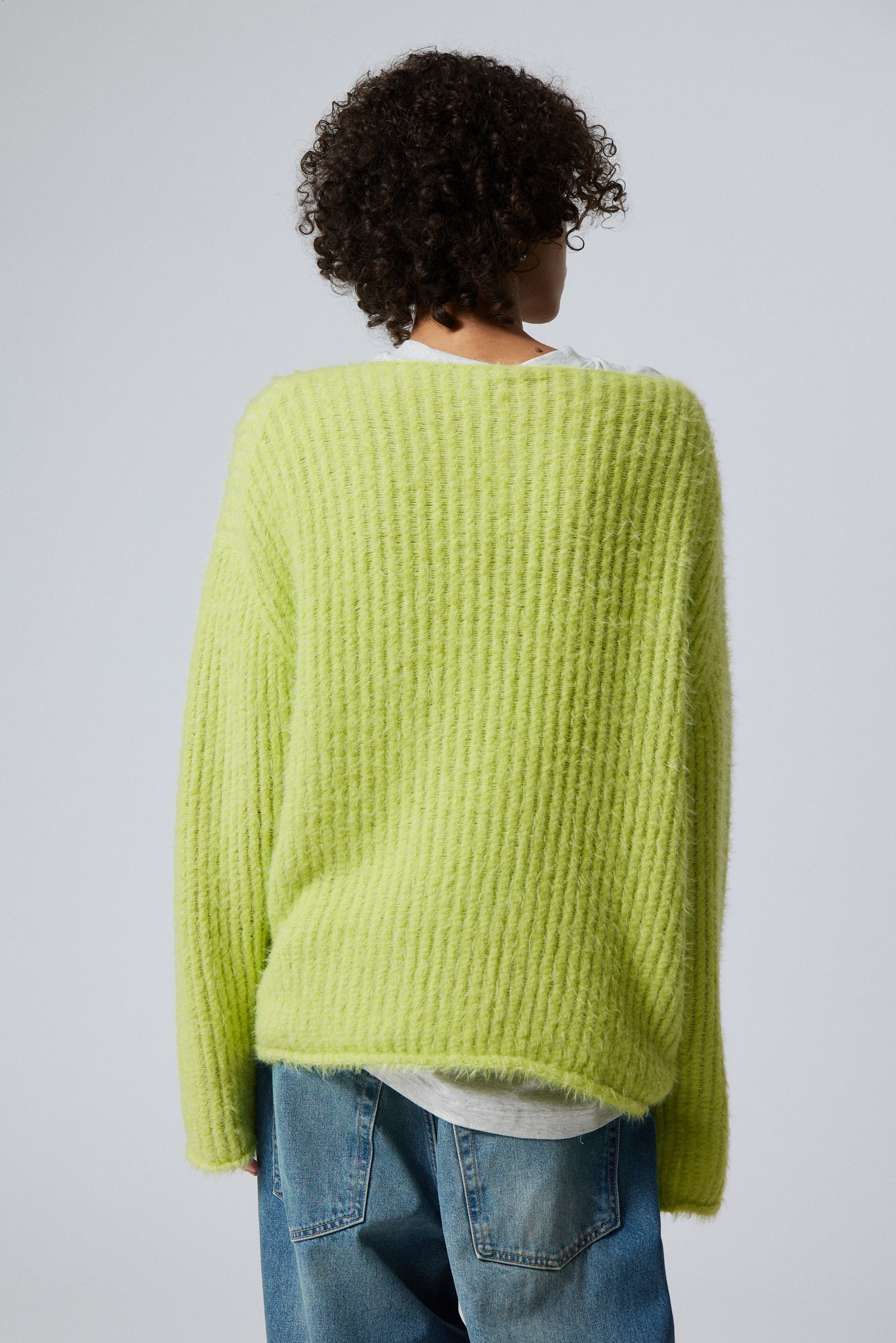 #D2D66F - Tone Open Structure Sweater - 2