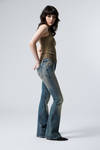 Gasoline Blue - Medium Blue - Flame Low Rise Slim Flared Leg Jeans - 5