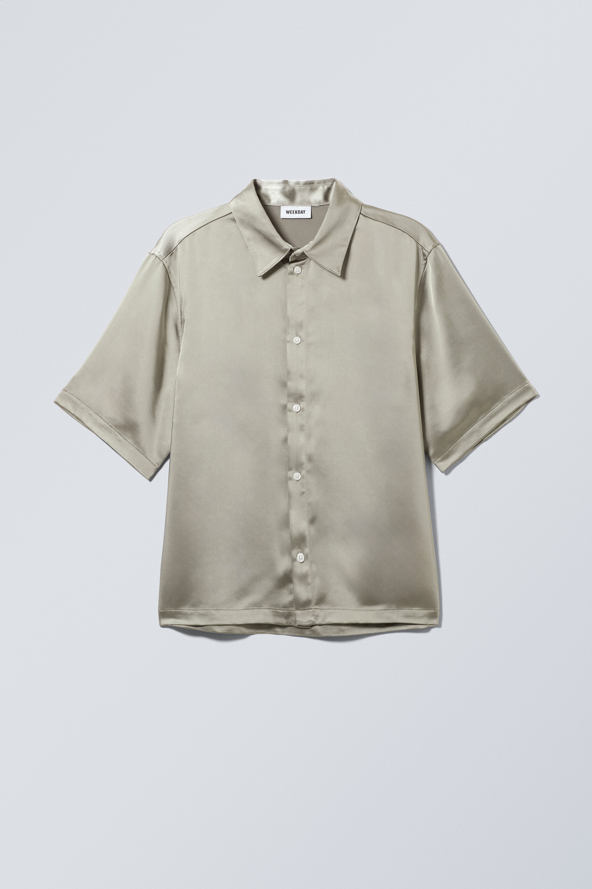 WEEKDAY◆TEXTURED SHORT - SLEEVED RESORT SHIRT [Khaki green] textured short-sleeved resort shirt - Khaki Green & White