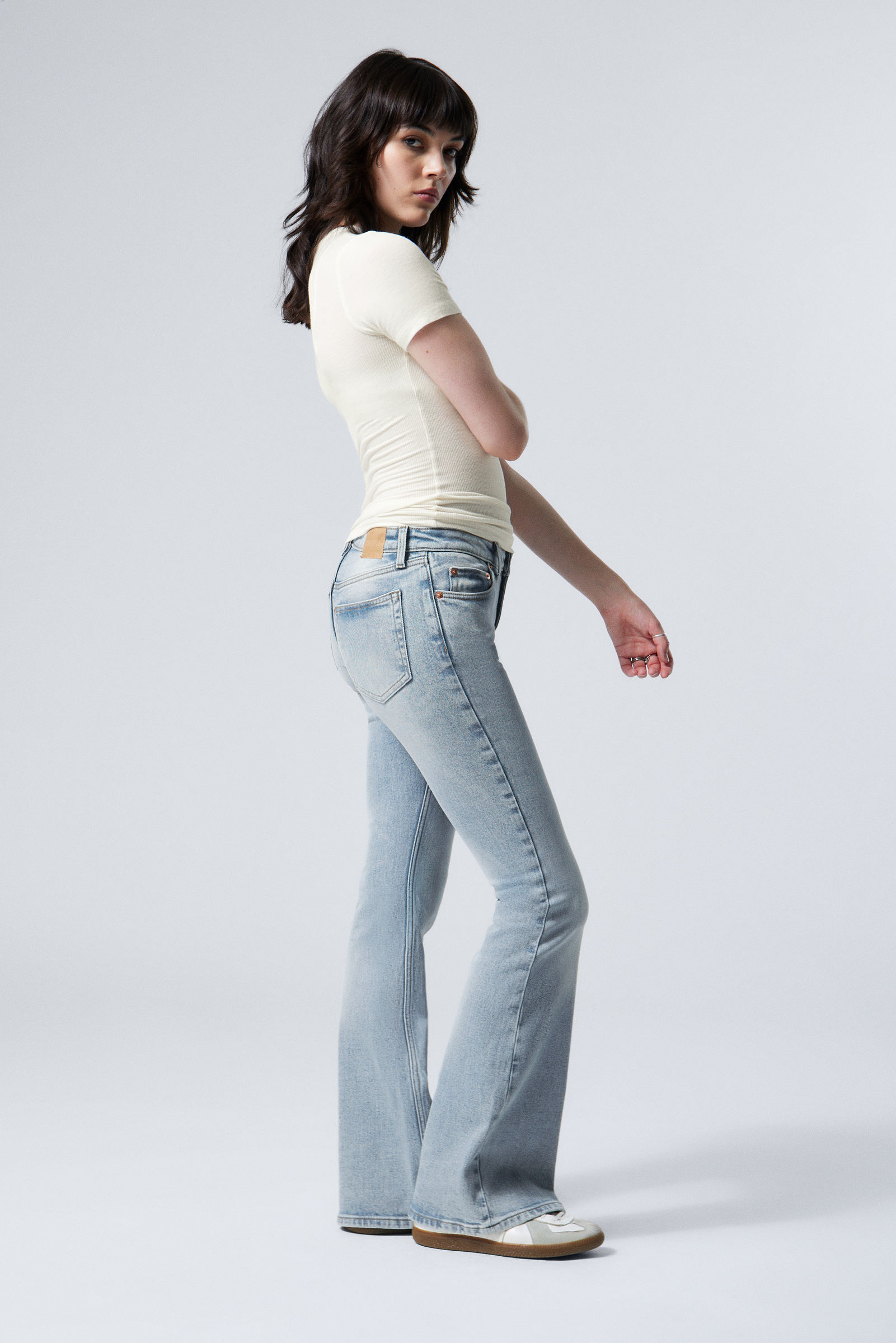 Stone Blue - Light Blue - Flame Low Rise Slim Flared Leg Jeans - 5