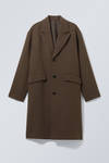 Dark Brown - Single Breasted Wool-blend Coat - 2