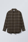 Dark Brown Check - Oversized Shirt - 1