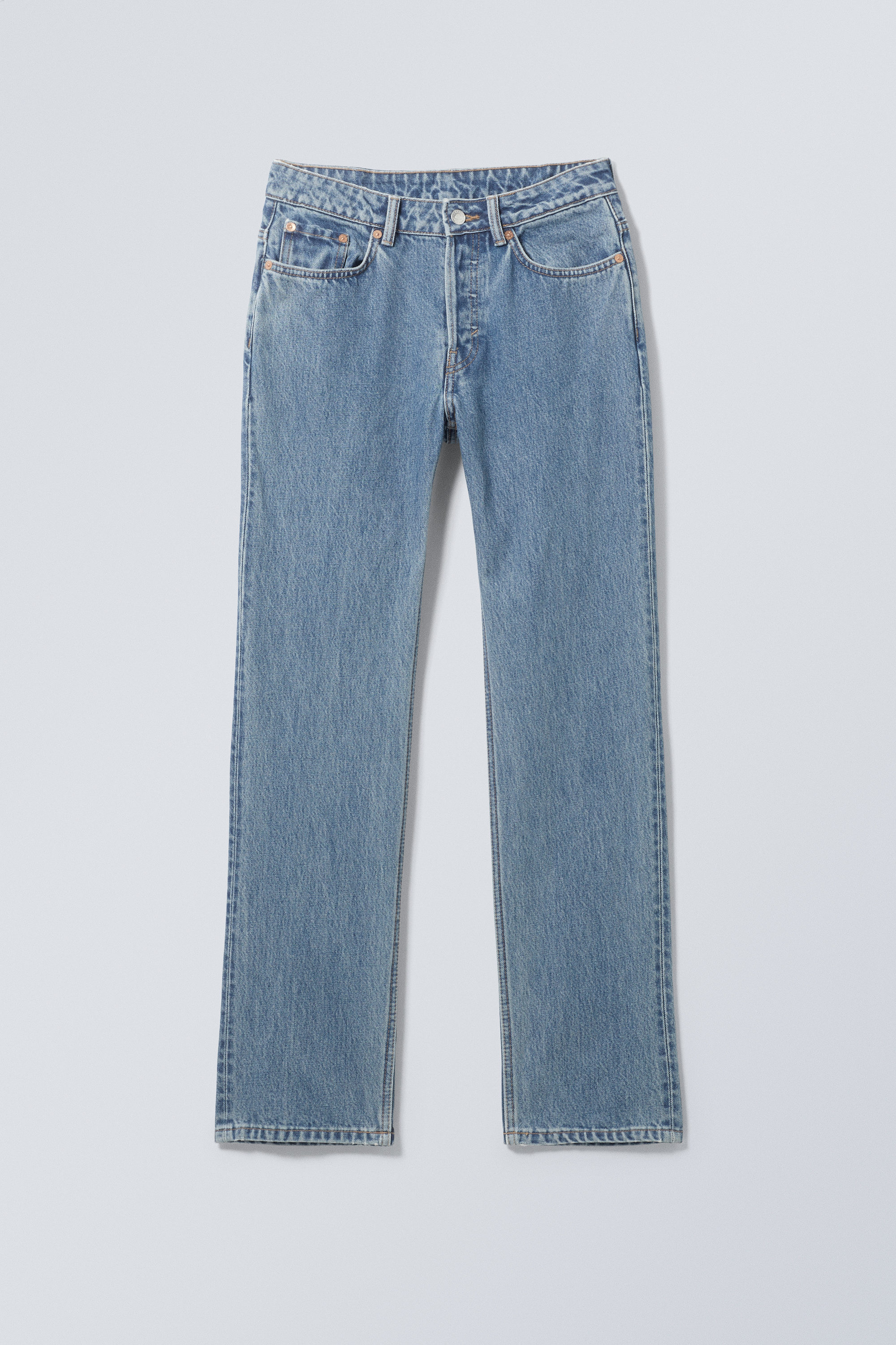 pin mid rise regular straight leg jeans - 90s Blue - Medium