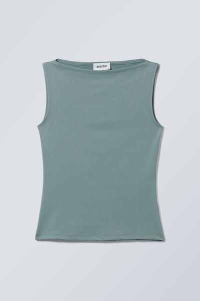 annie boatneck sleeveless top - Dusty Turquoise | Weekday EU