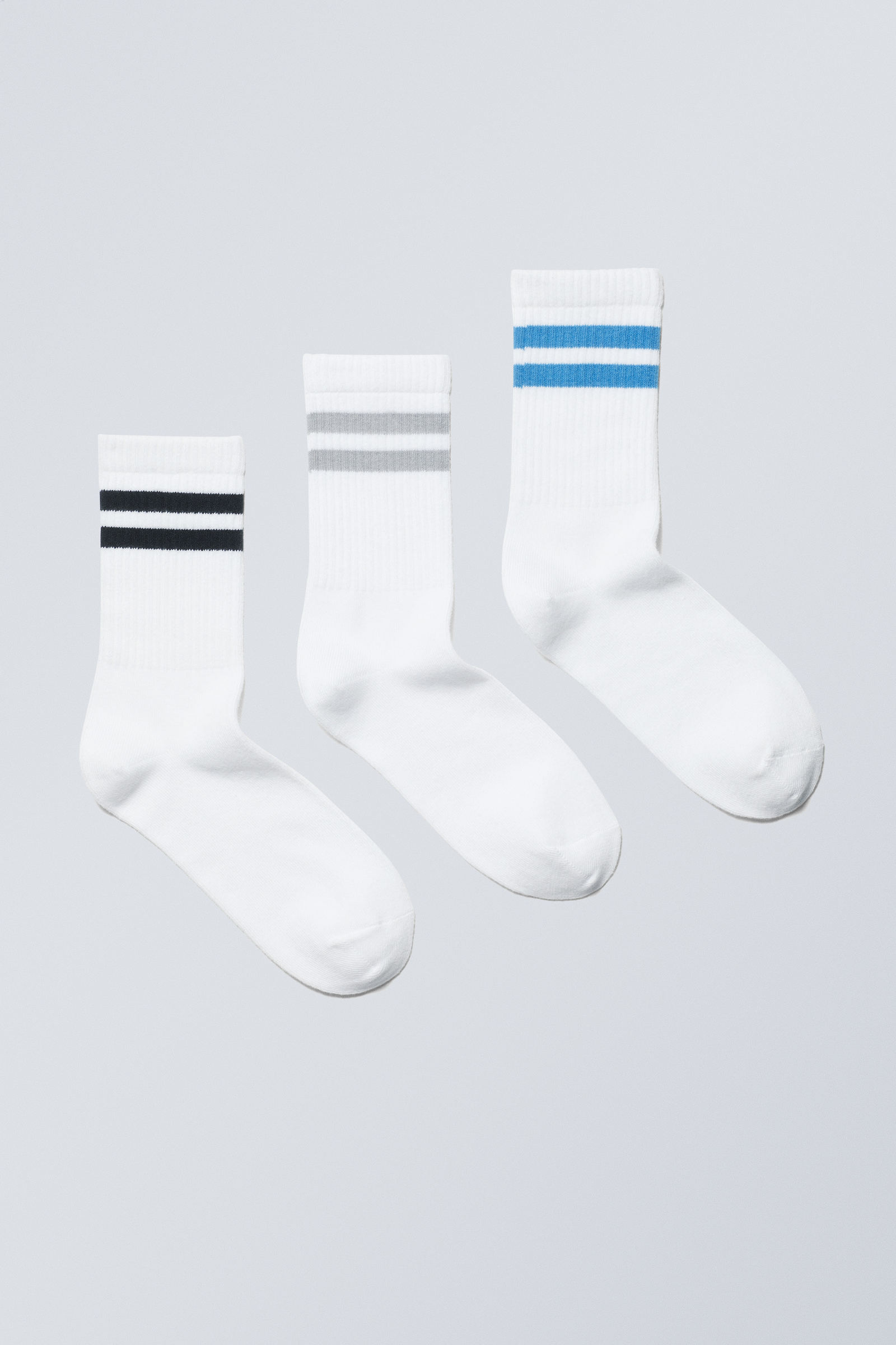 #FFFFFF - 3-pack Sport Striped Socks