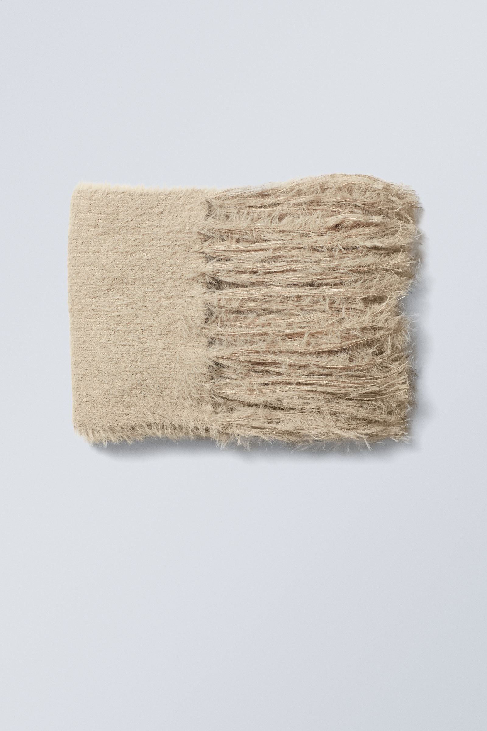 #A9A69E - Ella Hairy Knit Scarf - 1