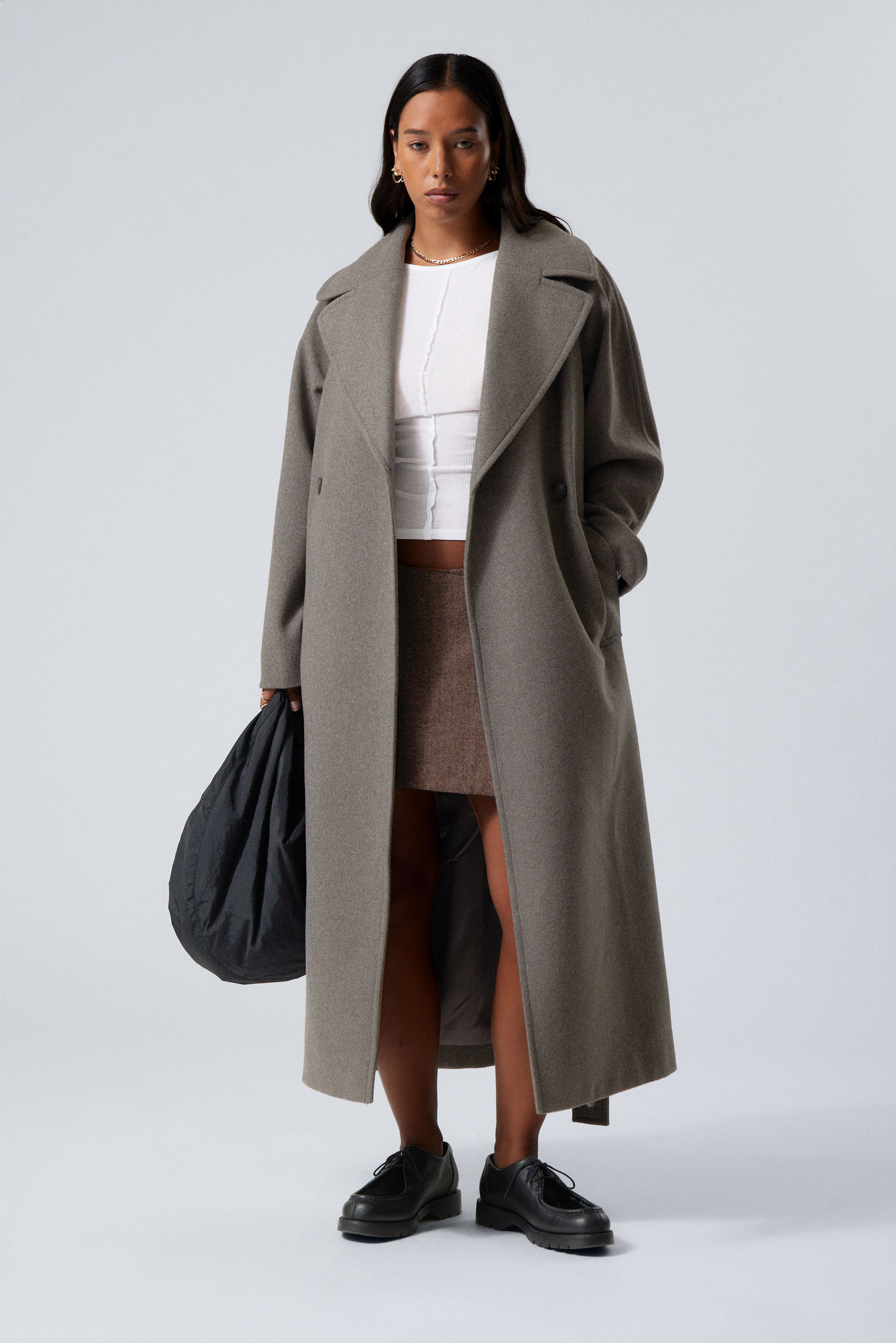 Taupe - Kia Oversized Wool Blend Coat - 0