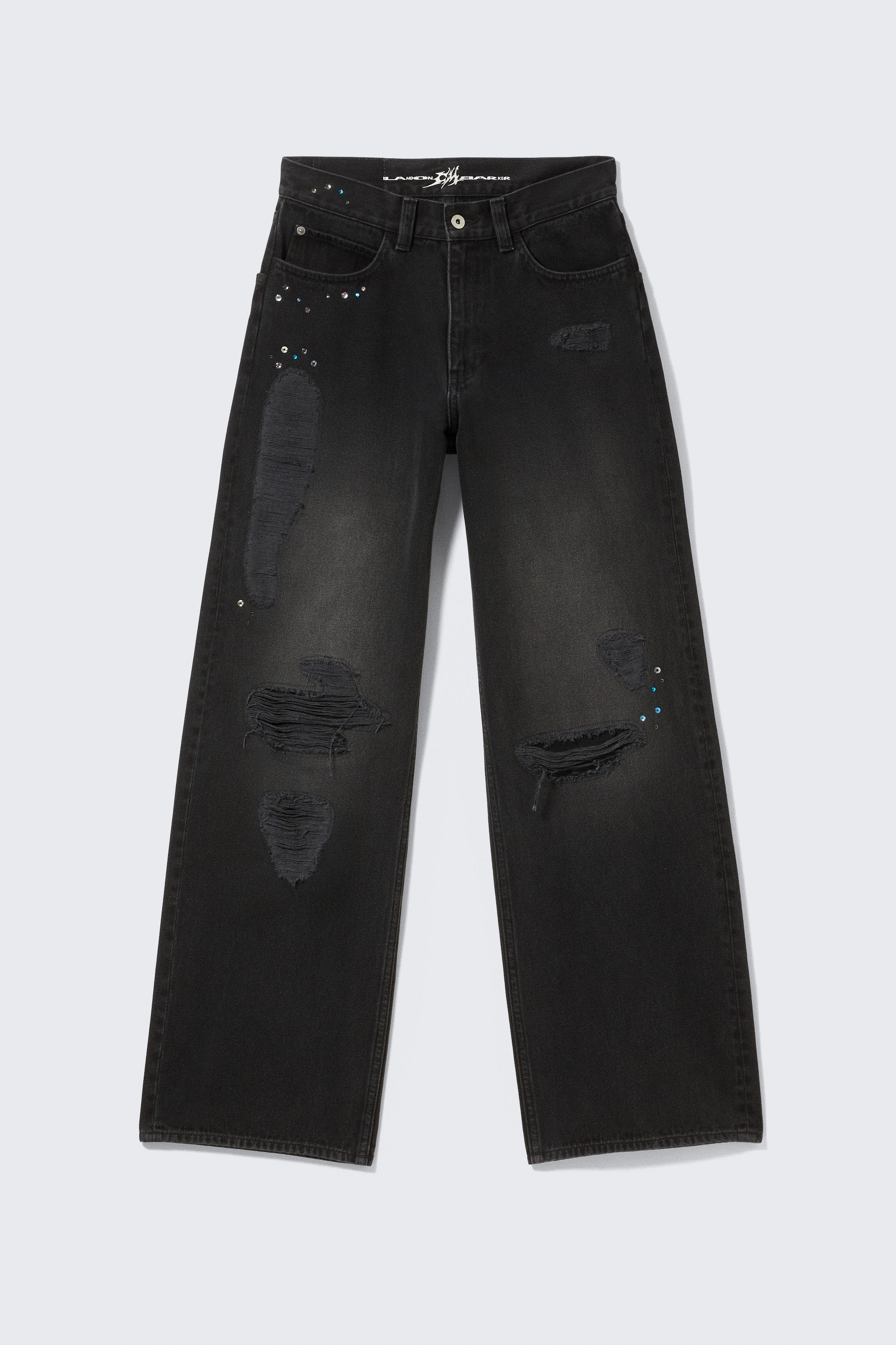 cm x lb looser black crystallised unisex jeans - Faded Black