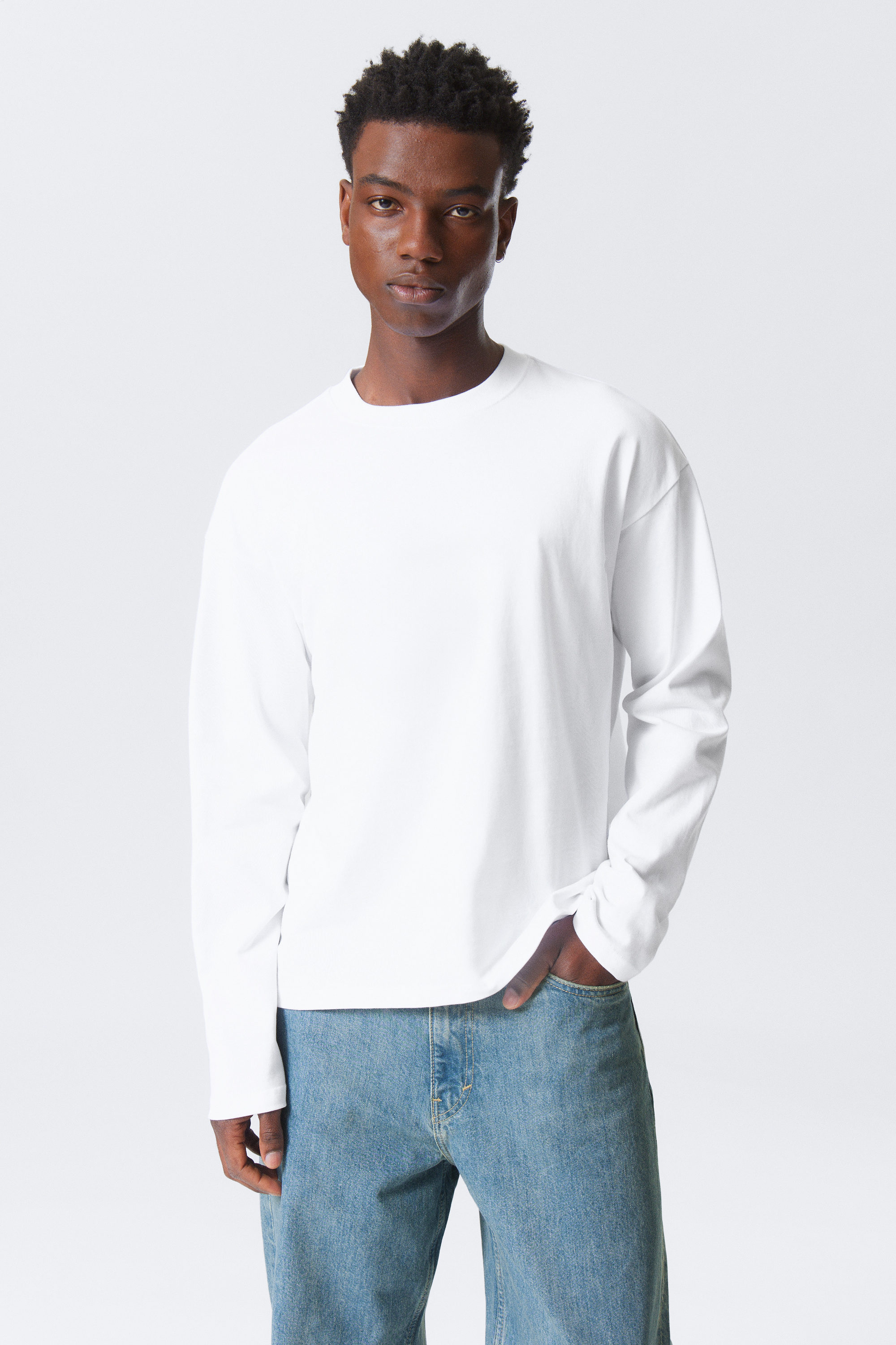 great boxy long sleeve t-shirt - White | Weekday WW