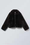 Dark Brown - Yara Oversized Faux Fur Jacket - 2