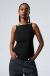 Black - Fleur Suiting Open Back Top - 0