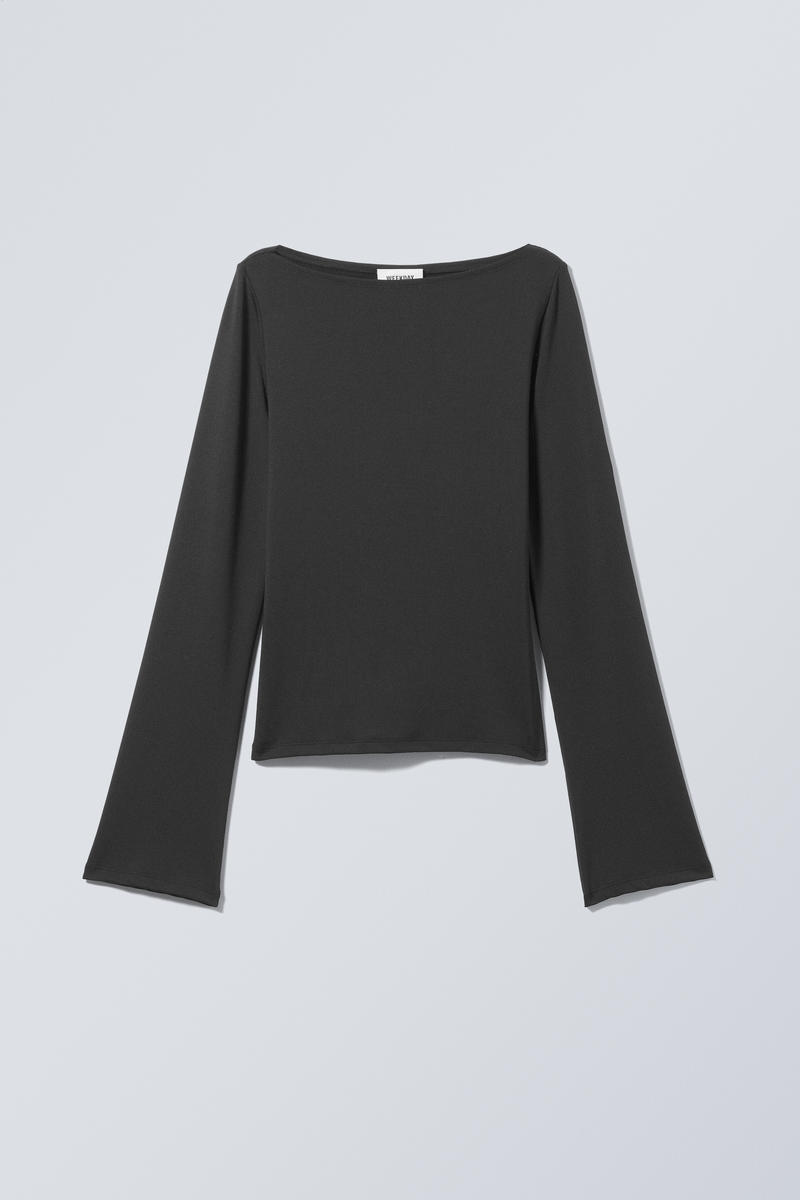 Annie Long-Sleeved Boat-Neck Top