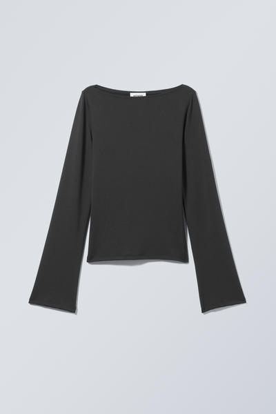 annie boatneck long sleeve top - Black | Weekday DK