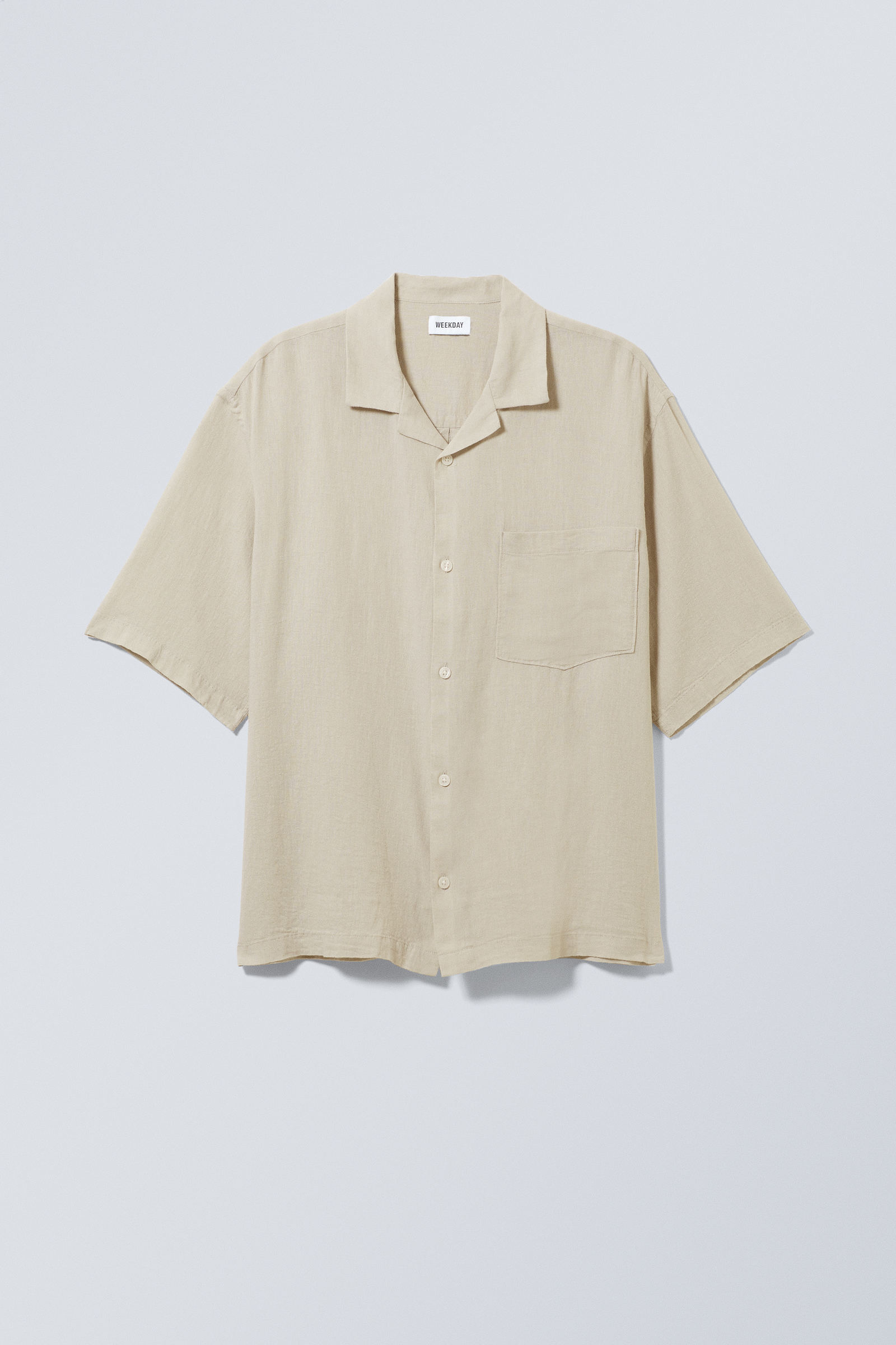 #B4B1A9 - Oversized Linen Short Sleeve Shirt - 1