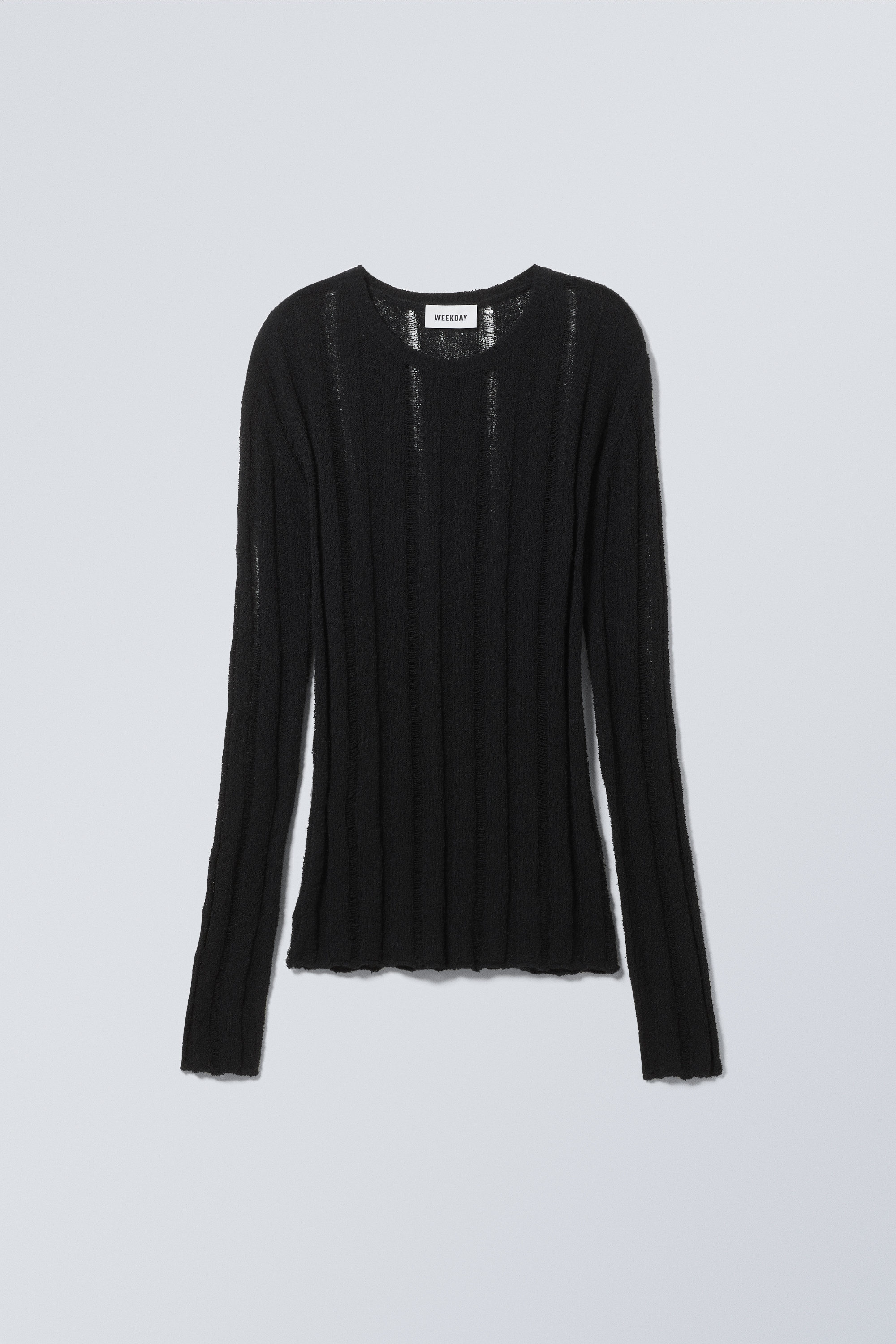 slim sheer knitted sweater - Black | Weekday GB