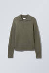 Khaki Green - Bobby Relaxed Knitted Polo Sweater - 1