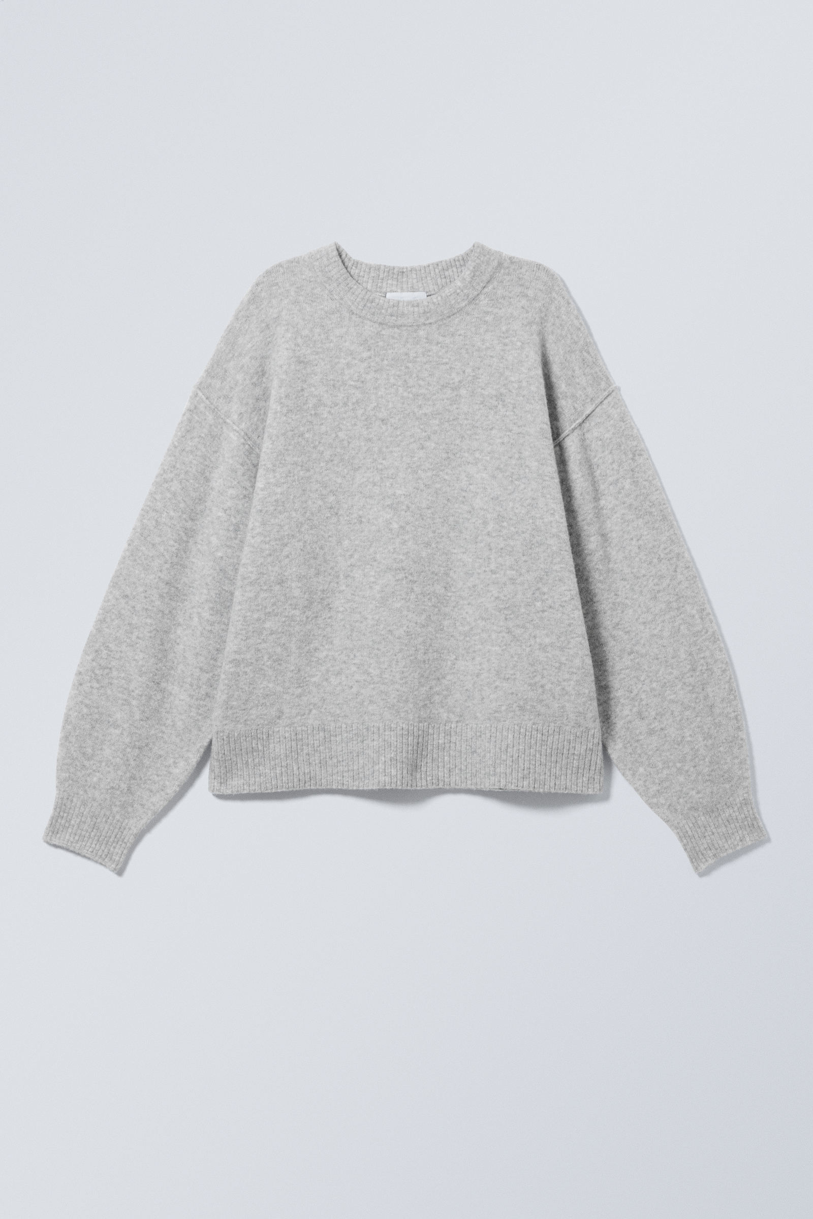 Light Grey Melange - Relaxed Knitted Sweater - 2