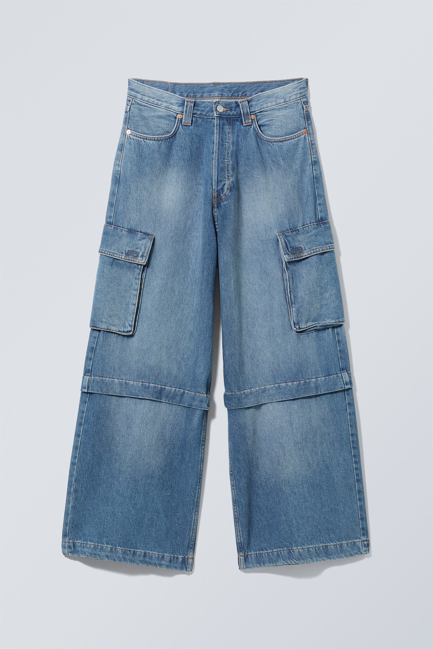 #0000FF - Pasadena Denim Baggy Cargo Jeans - 1