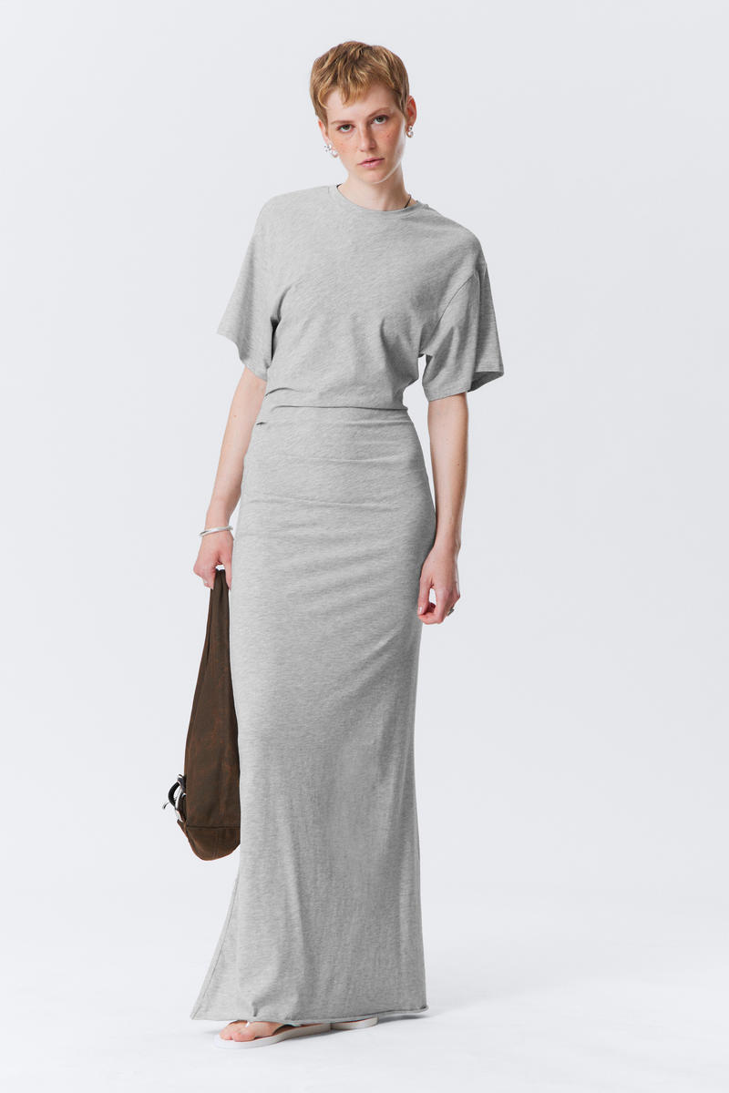 Weekday Gathered Short-sleeved Maxi Dress