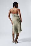 Dusty Salvia - Snake Print - Draped Asymmetric Strap Dress - 2