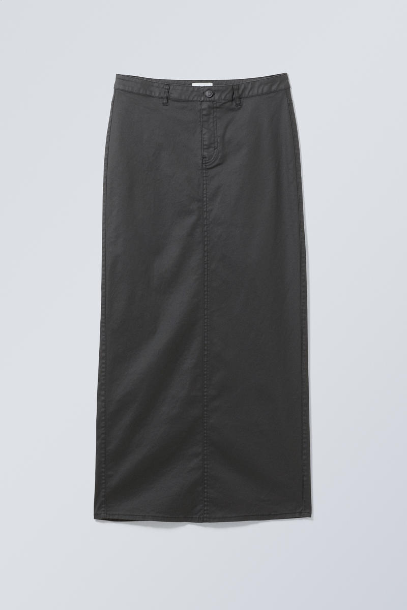 rose coated maxi skirt - Coated Black | Weekday EU