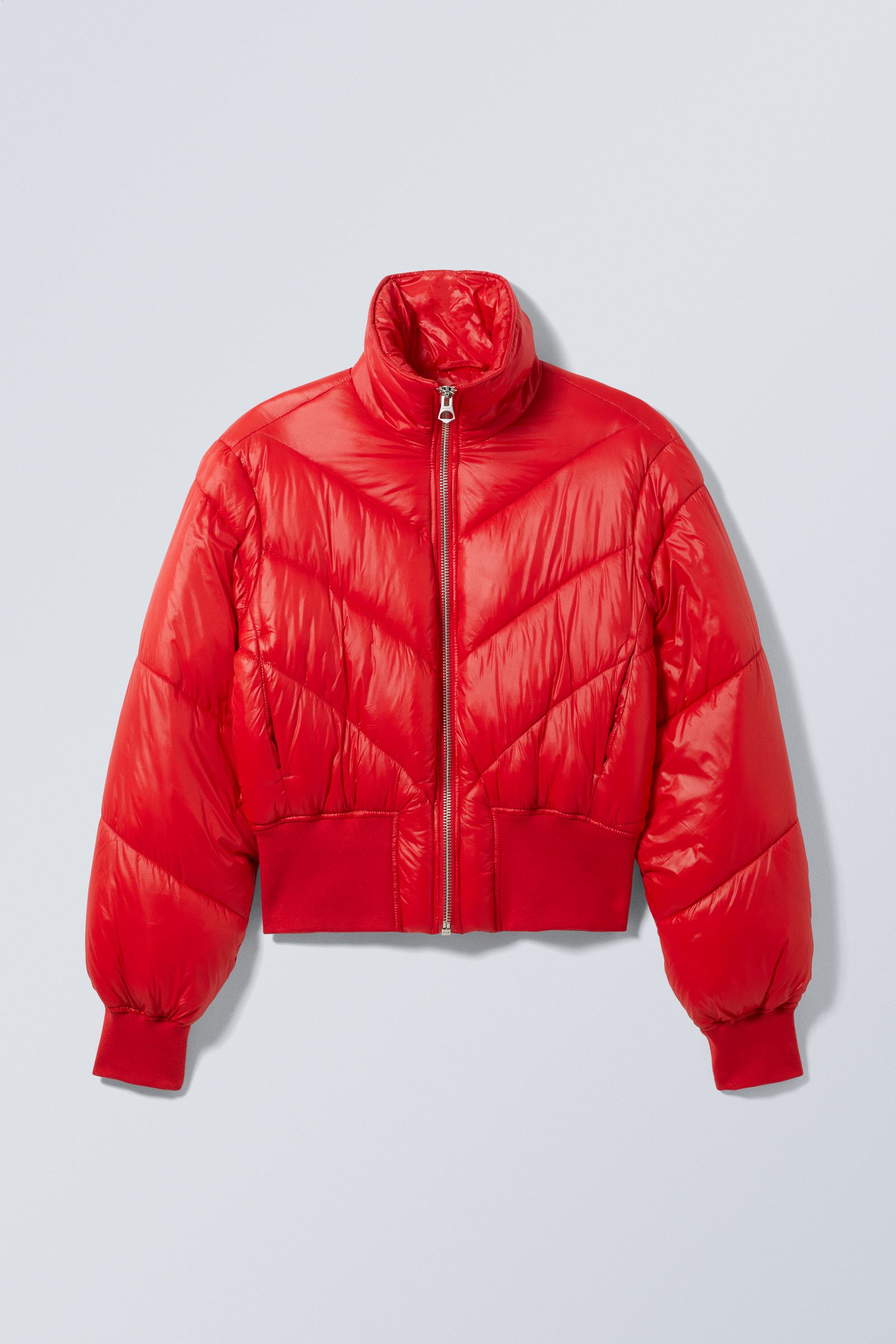 Red puffer jacket womens on sale zara