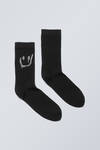 Black Rhinestones Drippy Smile - Cotton Rhinestone Socks - 0