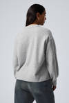 Light Grey Melange - Relaxed Knitted Sweater - 3