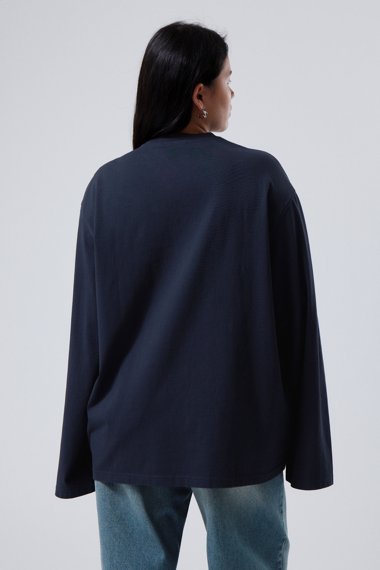 Oversized Long Sleeve Shirt - Navy Blue - Blackskies Online Shop