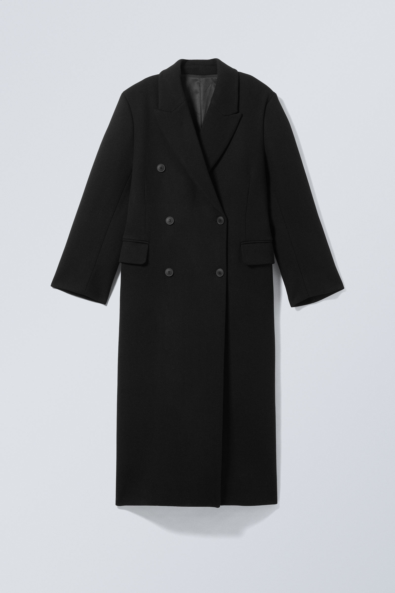 Black - Oversized Double-Breasted Wool-Blend Coat - 3