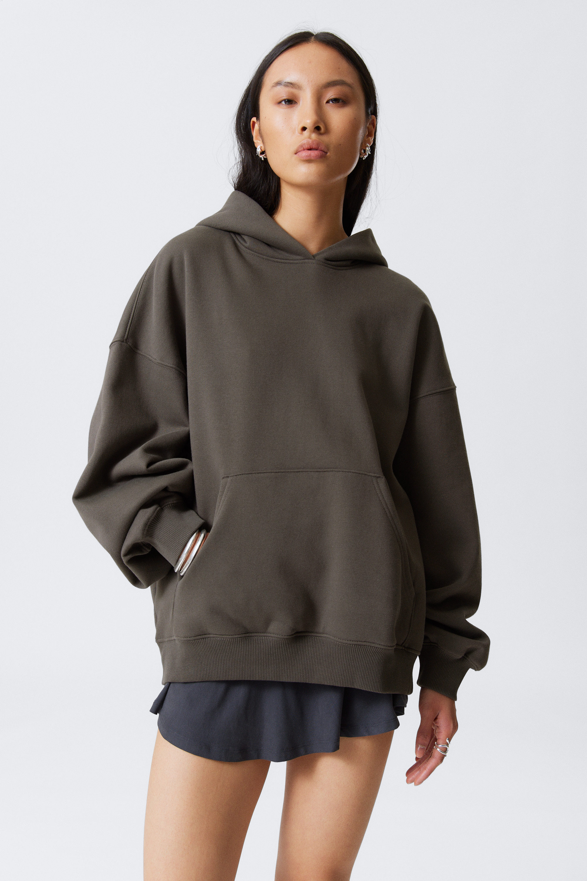 oversized heavyweight hoodie - Dark Brown | Weekday EU