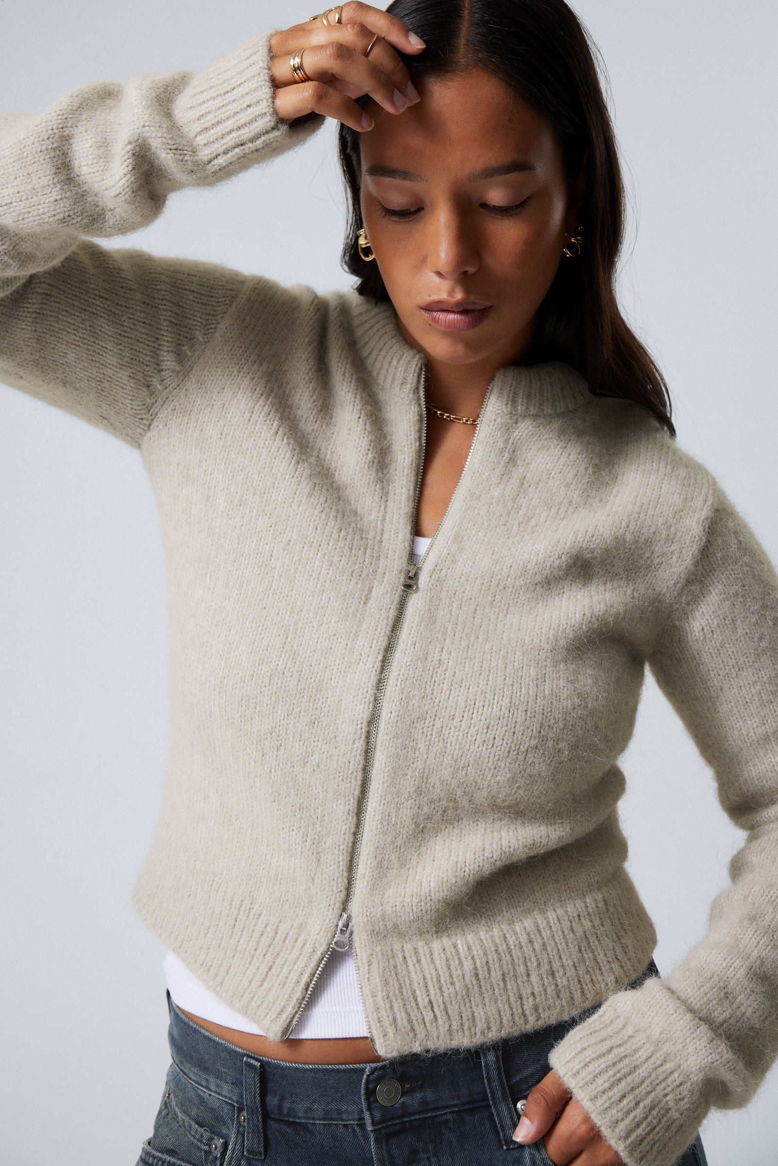 Women's wool zip cardigan sale