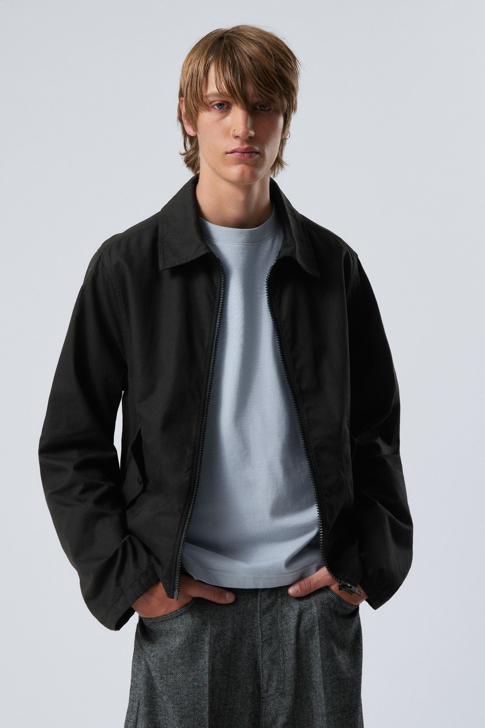 regular linen blend jacket Black Weekday WW