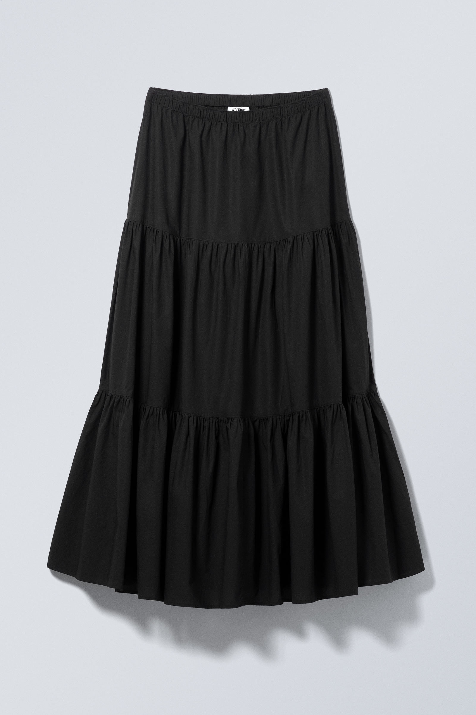 tiered maxi poplin skirt Black Weekday EU